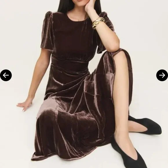 Reformation Quinn's Dress Mahogany1